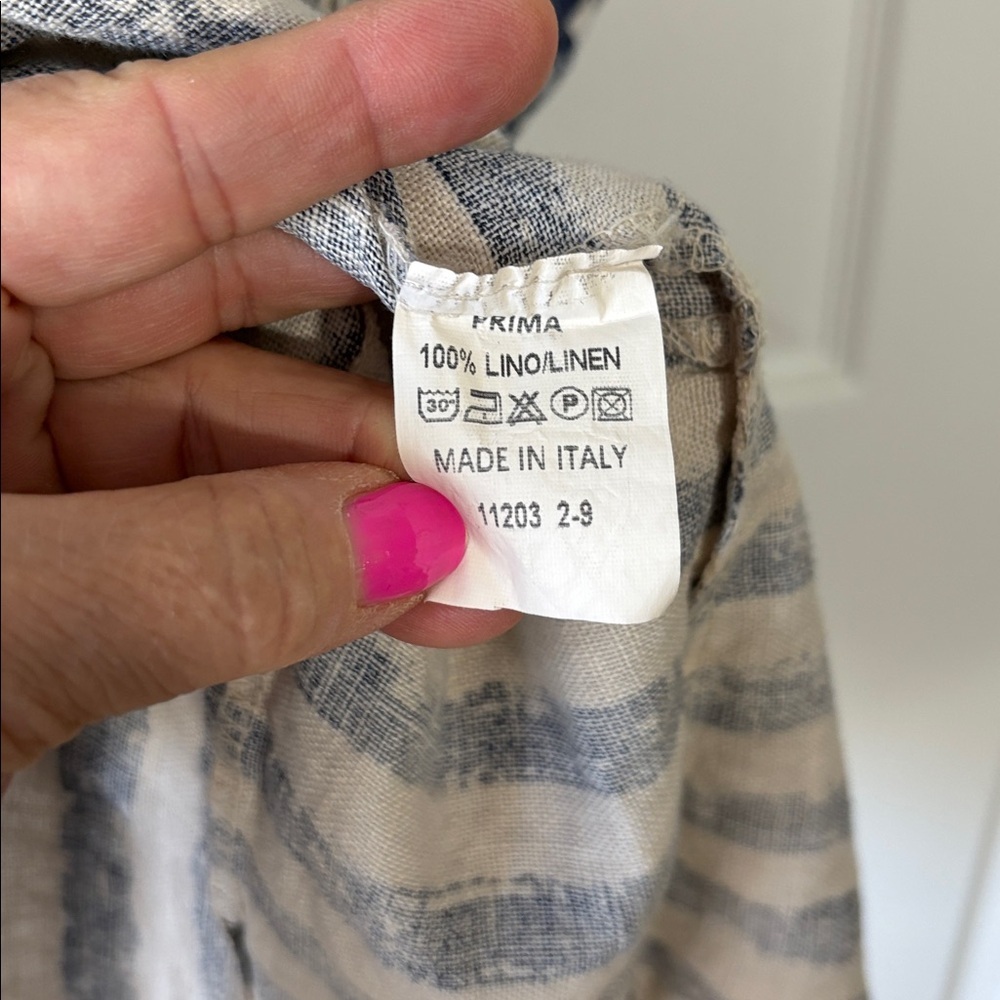 MARIE LA LUNE: 100% linen Made in Italy Striped Sleeveless Shirt Dress NWT - Picture 8 of 9